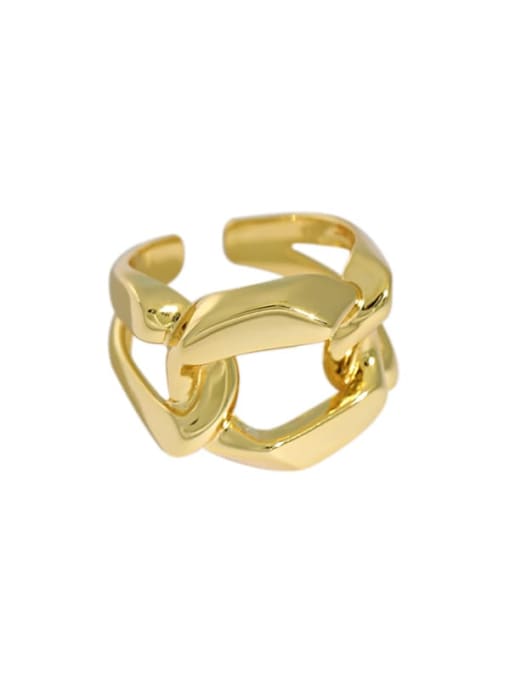 Gold [14 adjustable] 925 Sterling Silver Geometric Vintage Band Ring